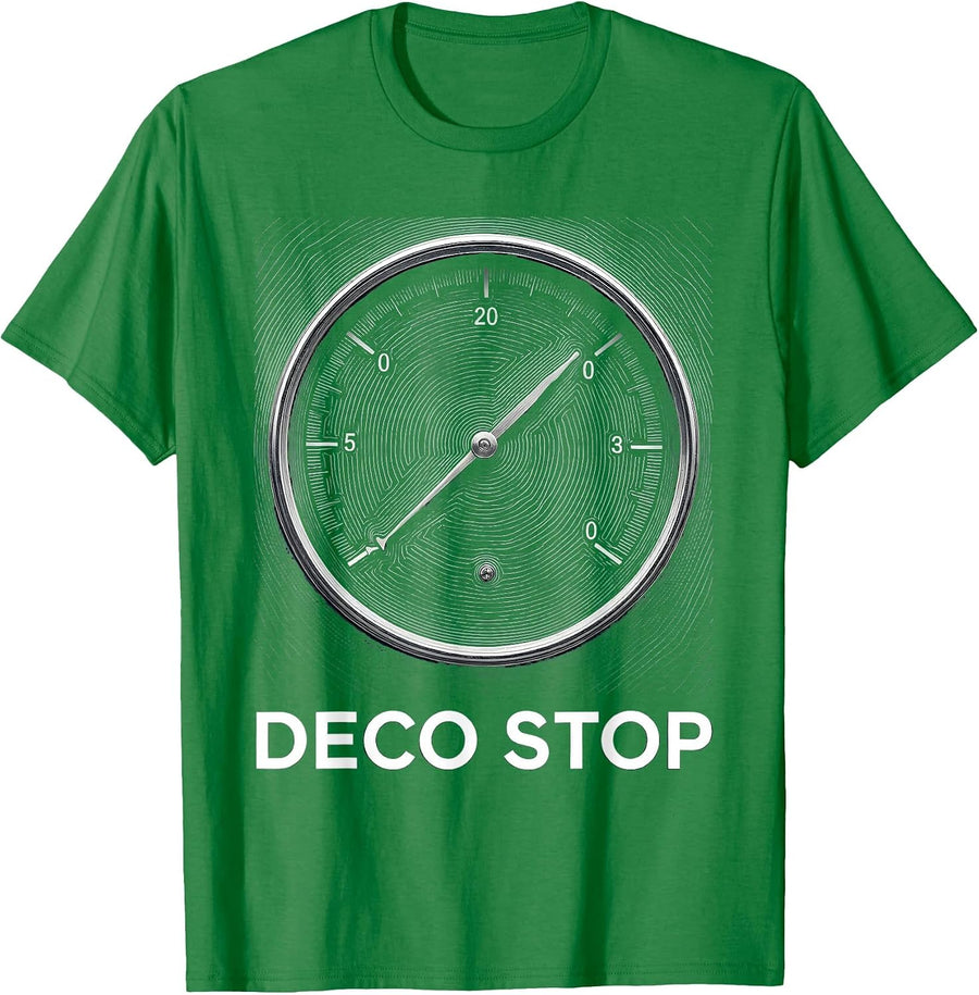 Men's Deco Stop Topographic Contour Scuba Diving Humor Vintage T-Shirt - Kelly Green