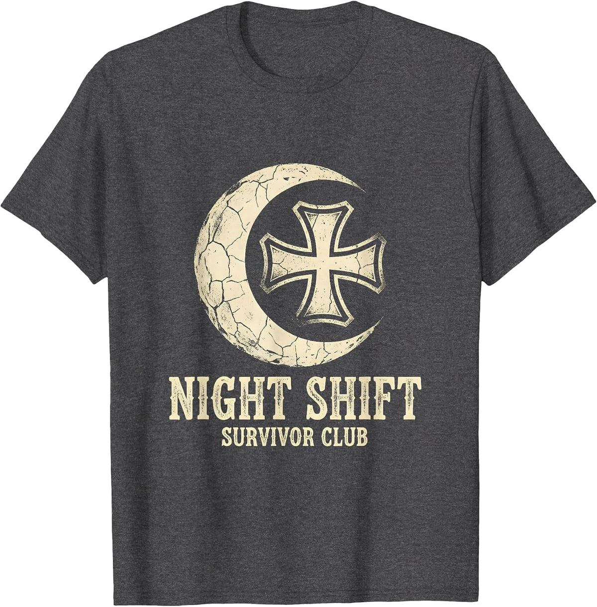 Night Shift Survivor Club Nurse Design T-Shirt - Dark Heather Grey