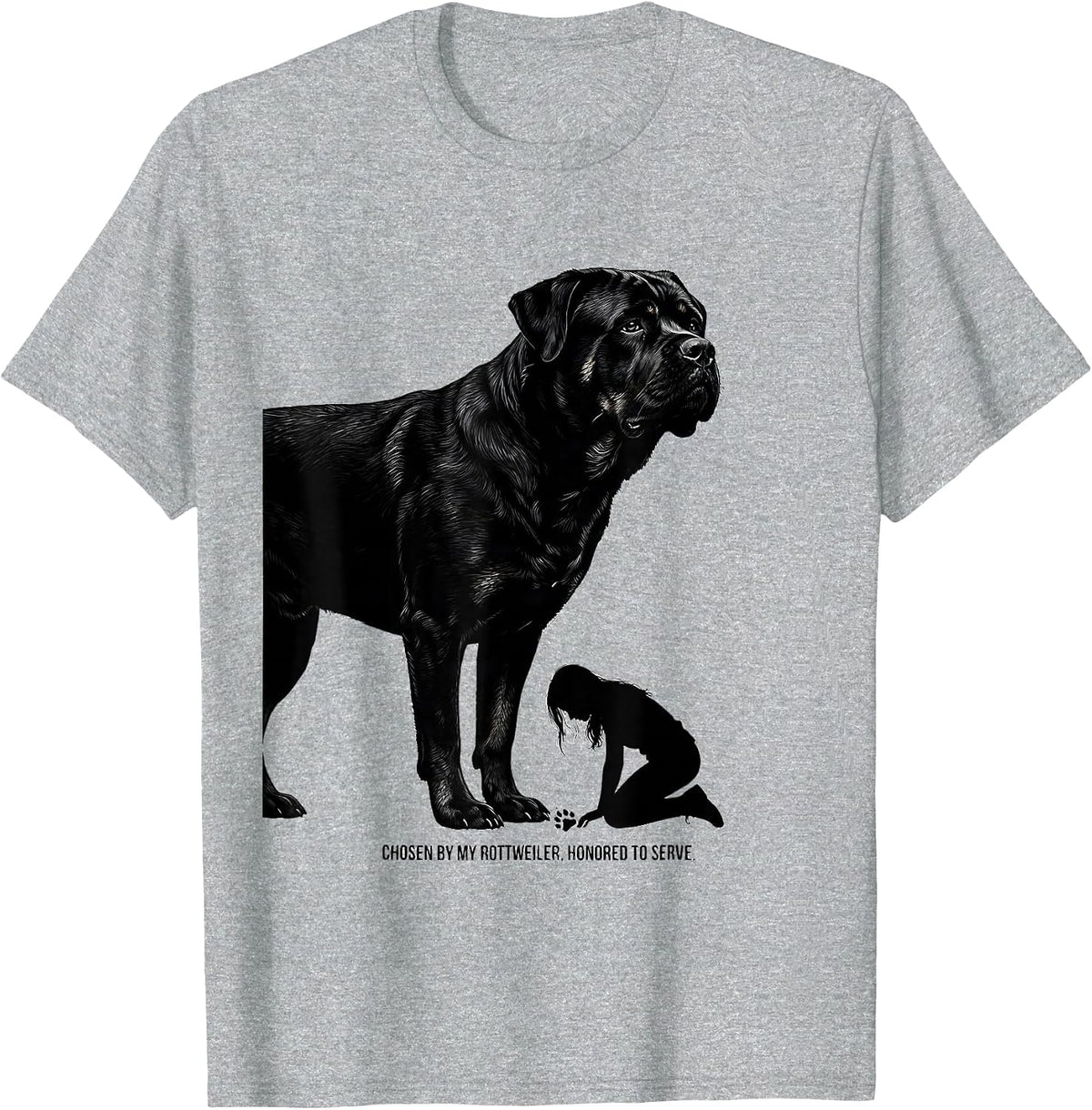Men's Chosen By My Rottweiler, Honored To Serve Funny Dog Lover T-Shirt - Heather Grey