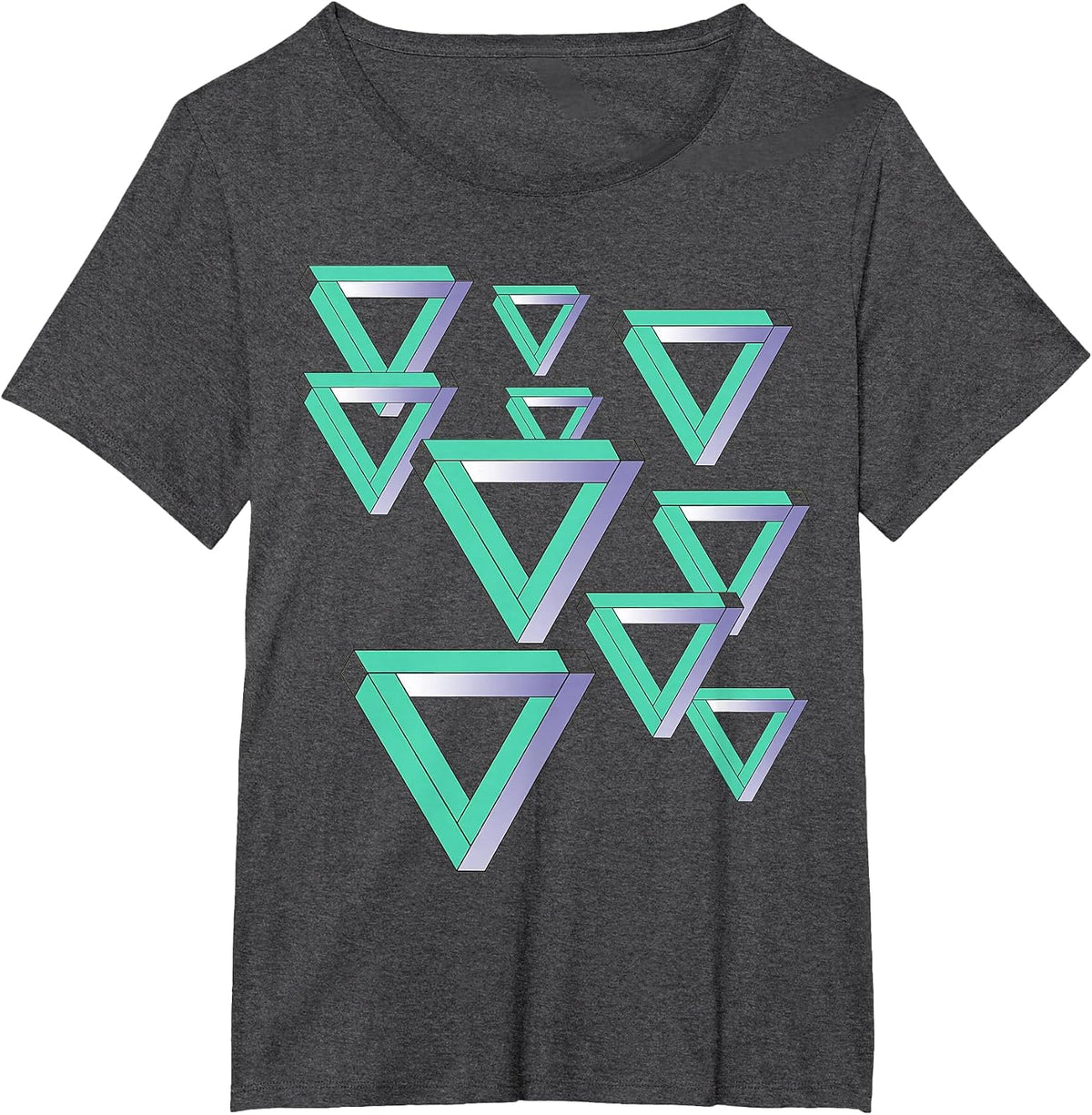 Funny Sheldon Nerdy Penrose Triangles Optical Illusion Geek T-Shirt - Dark Heather Grey