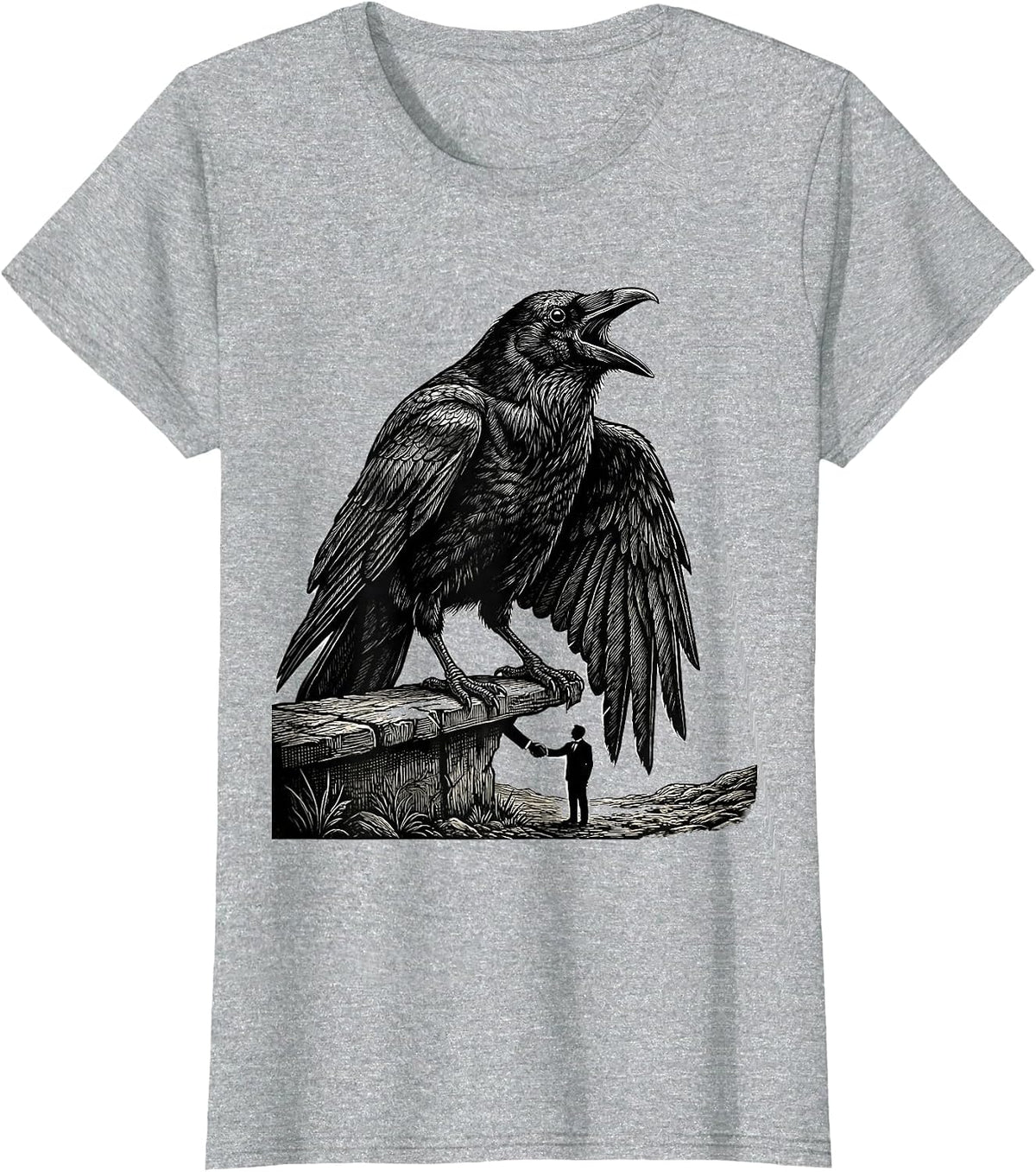 Black Crow Gothic Dark Humor Bird Lover Gift T-Shirt - Heather Grey