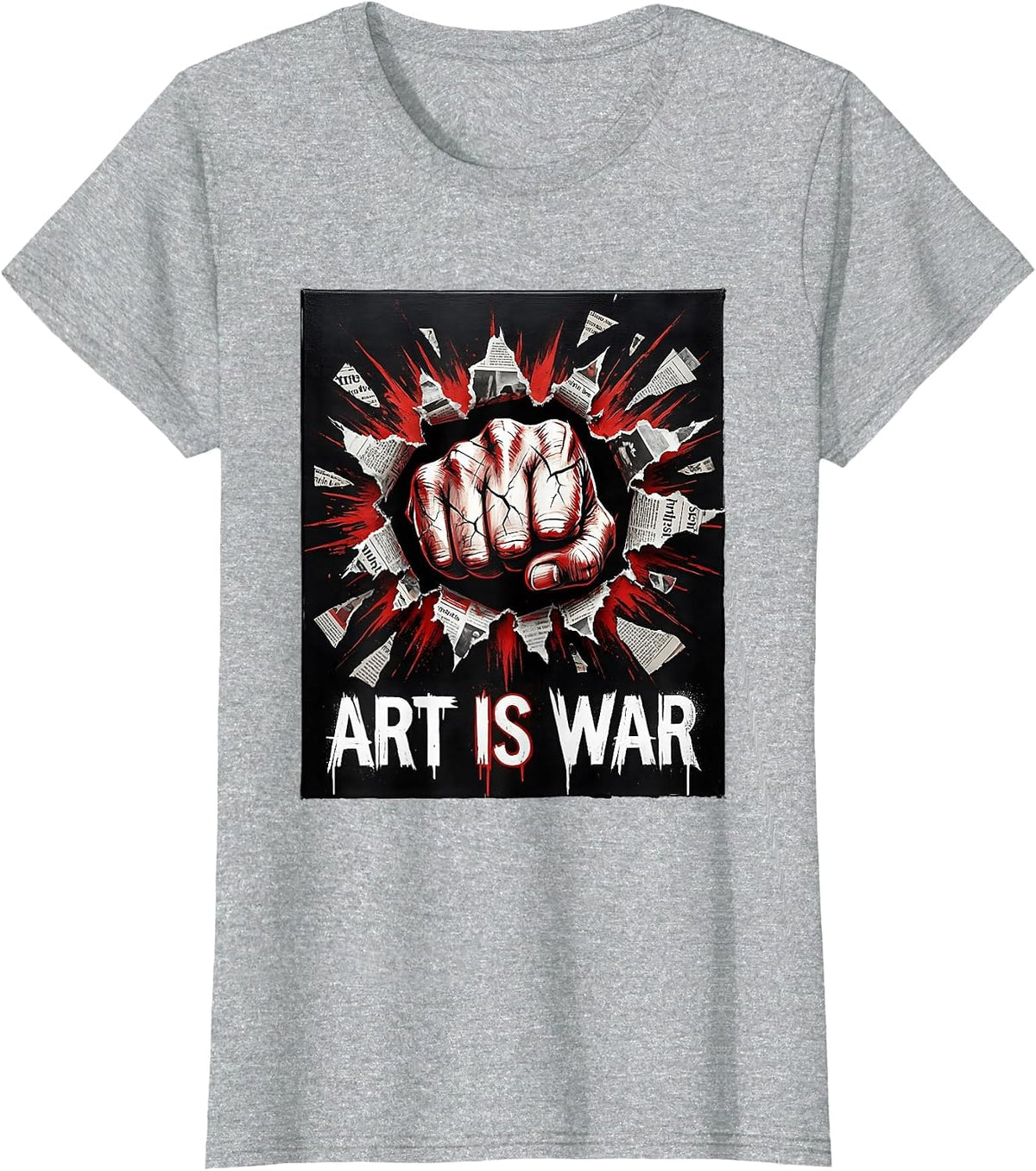 Art Is War Punk Metal Design T-Shirt - Heather Grey