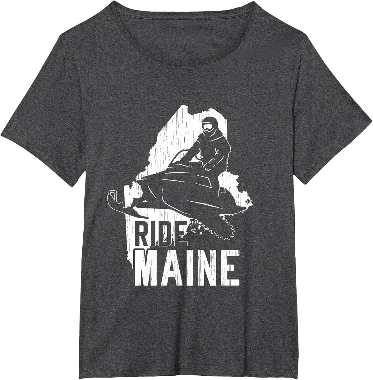 Snowmobile Ride Maine Shirt Vintage Snowmobiling Motor Sled T-Shirt - Dark Heather Grey