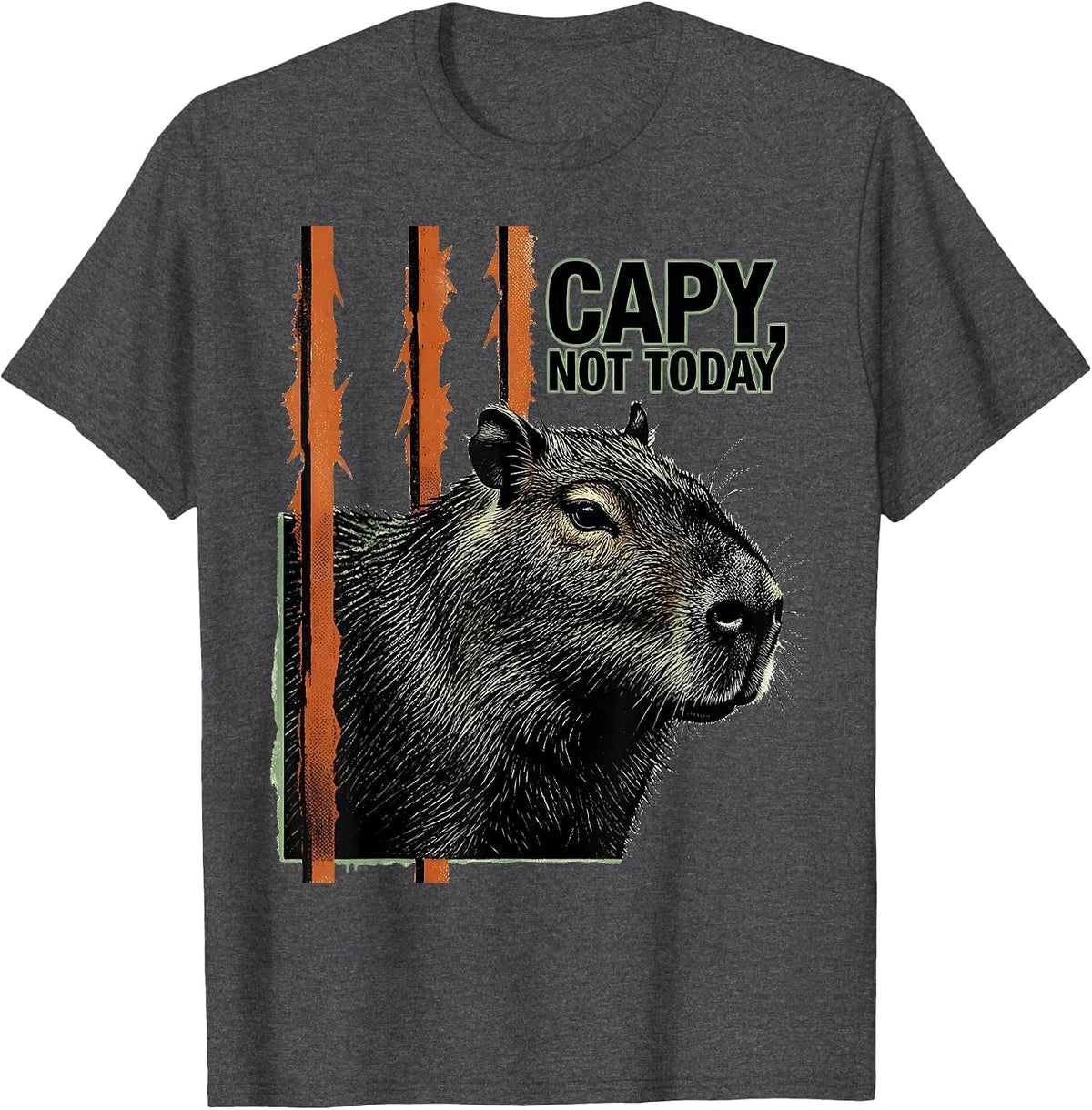 capy, not today Funny Capybara Meme Animal Humor T-Shirt - Dark Heather Grey