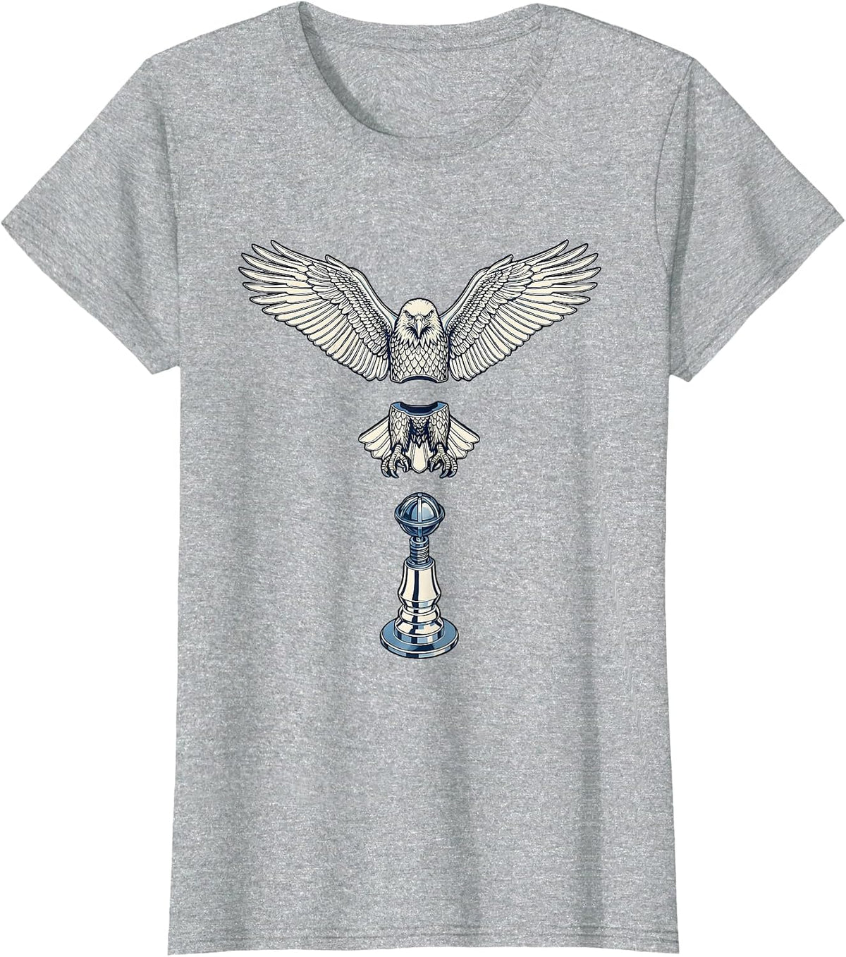 Women's Valley Forge Automotive Bald Eagle Hood Ornament T-Shirt - Heather Grey