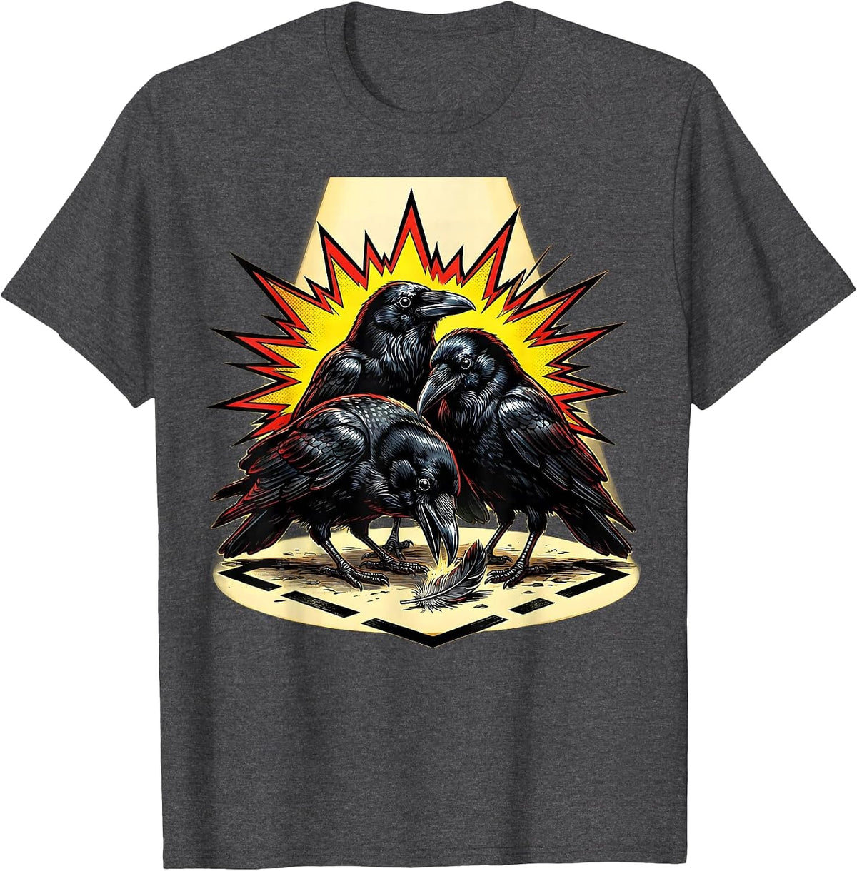 Crow Murder Dark Humor Gothic Bird Lover Halloween T-Shirt - Dark Heather Grey