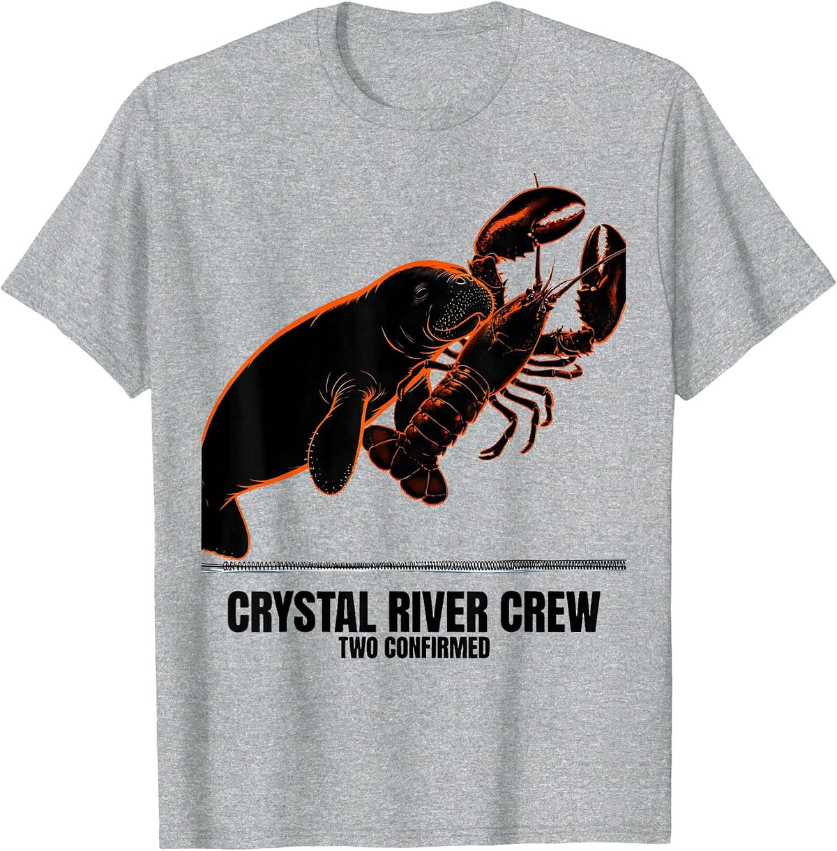 Men's Crystal River Crew Two Confirmed Vintage Manatee Crawfish T-Shirt - Heather Grey