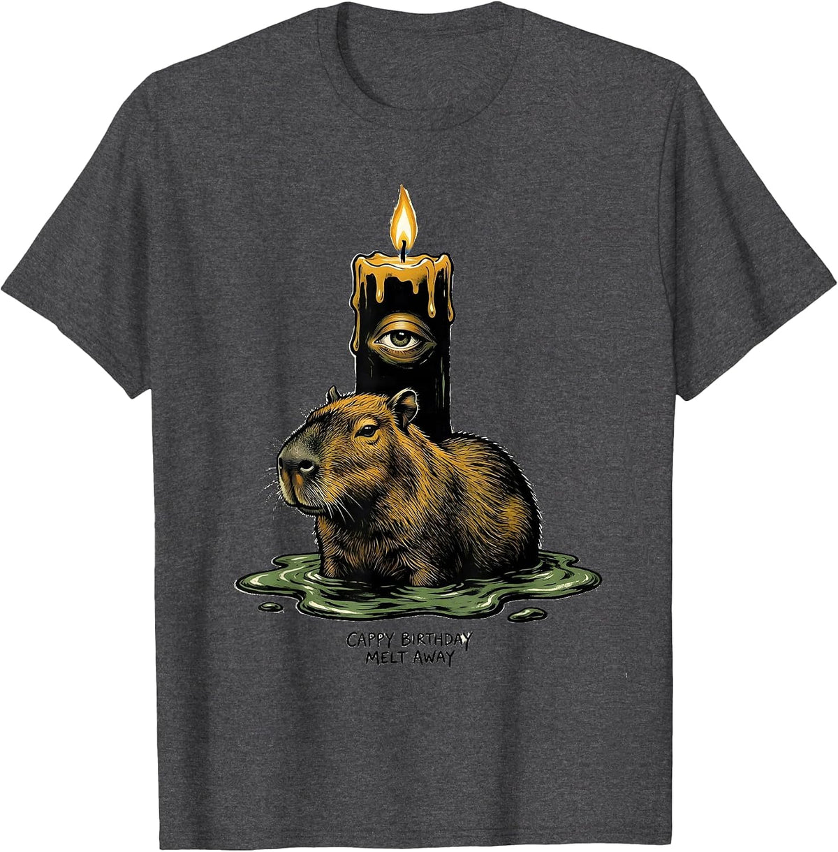 Men's Cappy Birthday Melt Away Cute Kawaii Capybara Birthday Gift T-Shirt - Dark Heather Grey