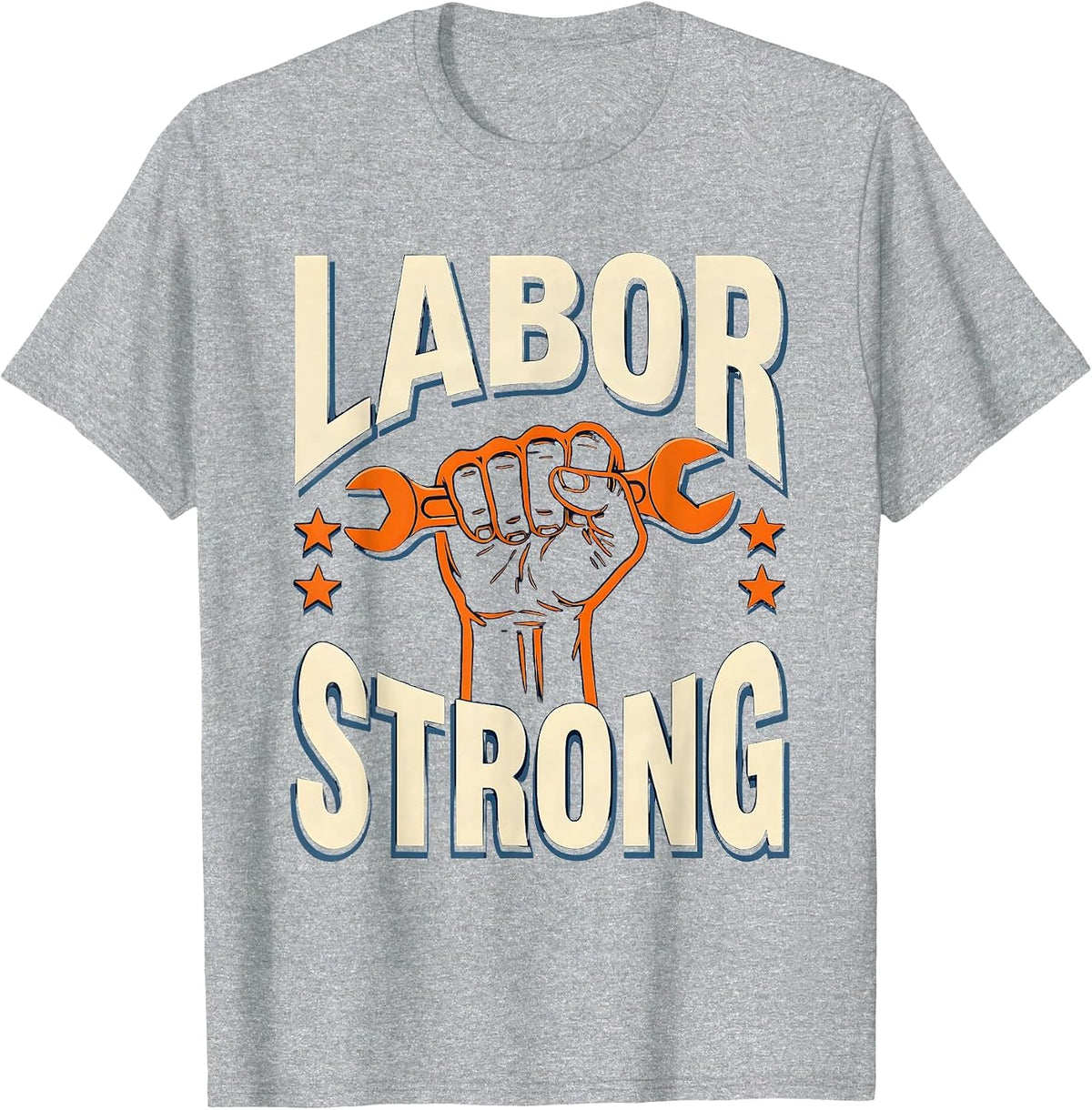 Men's Labor Strong Screenprint Union Worker Solidarity Pride T-Shirt - Heather Grey