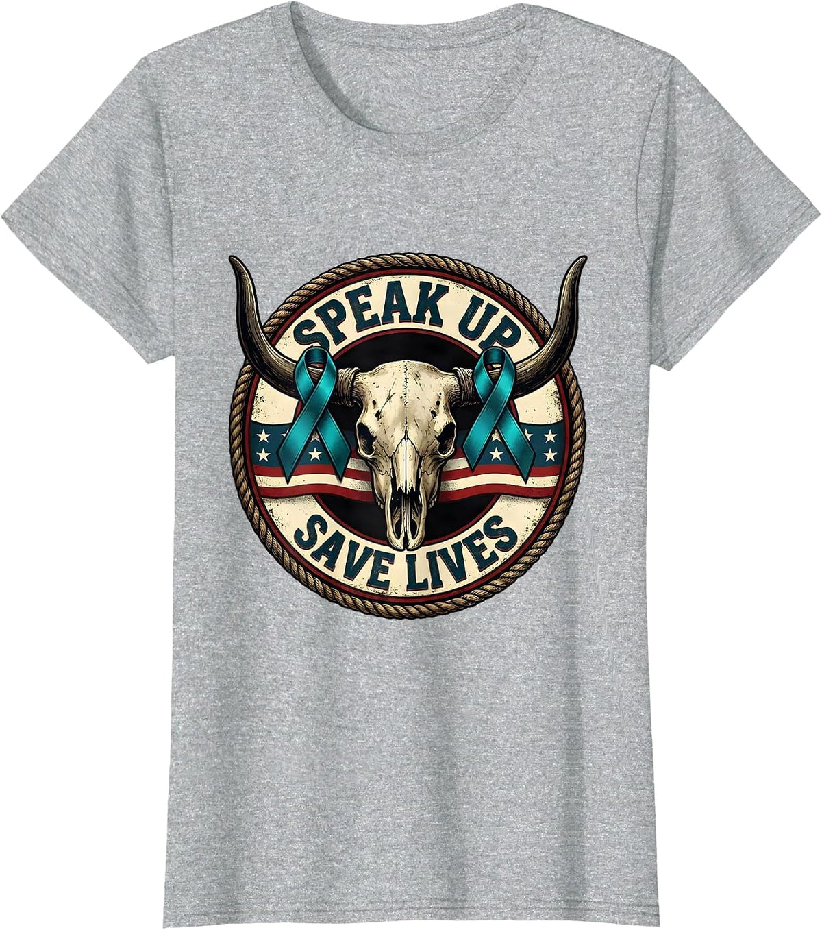 Speak Up Save Lives Suicide Awareness Design T-Shirt - Heather Grey