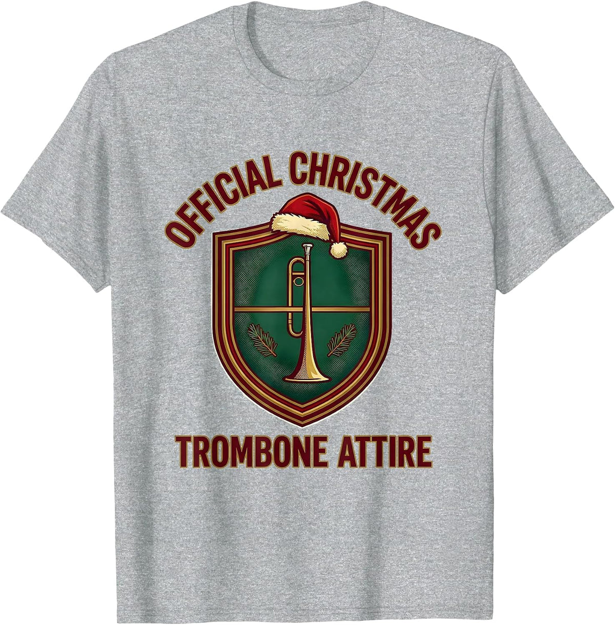 Men's Official Christmas Trombone Attire Funny Trombone Player T-Shirt - Heather Grey