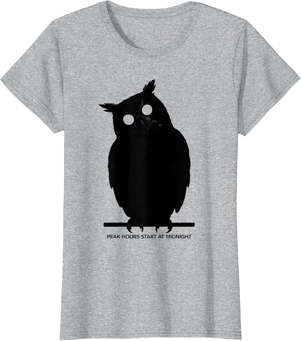 Women's Peak Hours Start At Midnight Funny Owl Lover Retro Humor T-Shirt - Heather Grey
