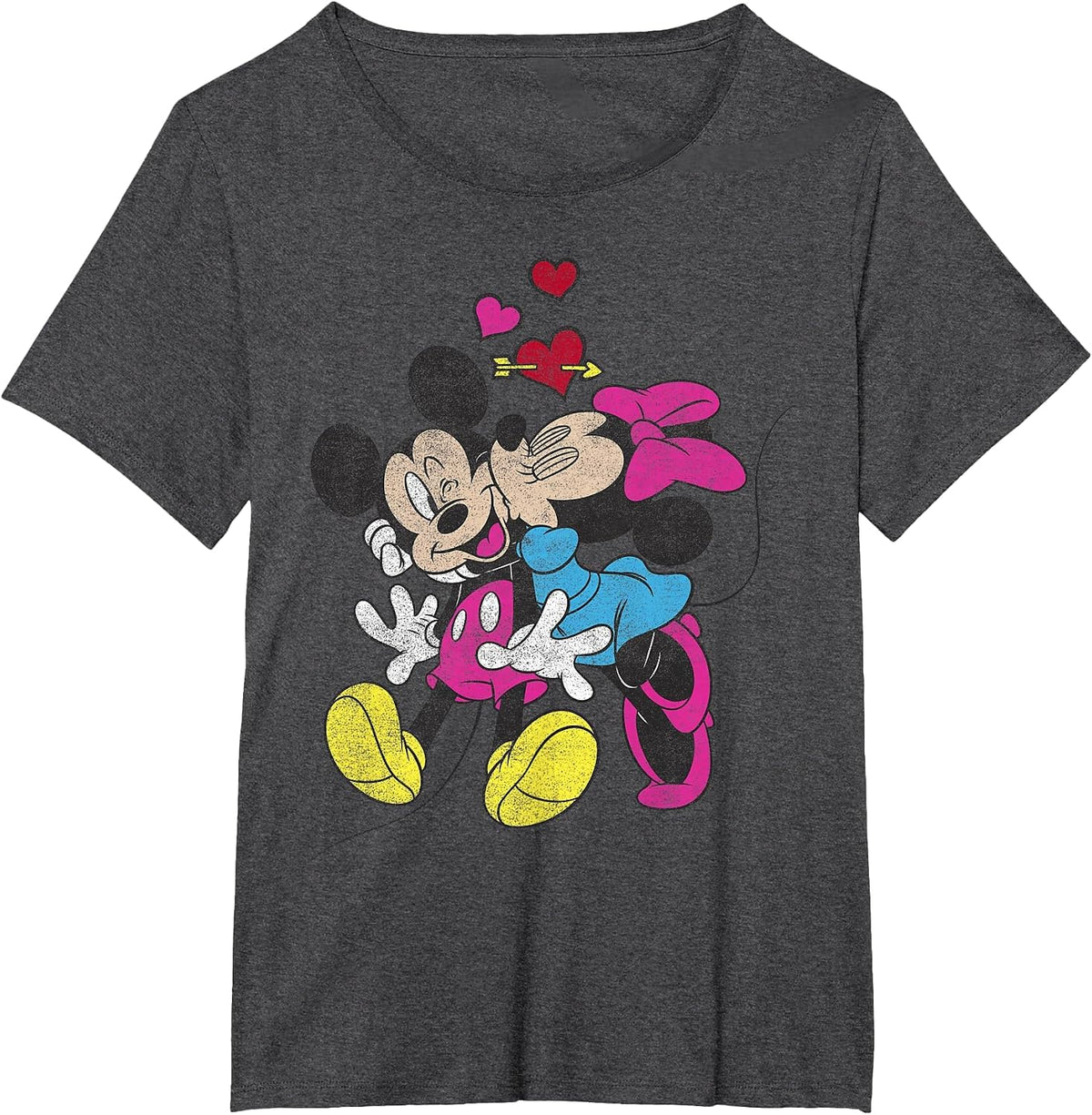 Disney Mickey and Friends Valentine's Day Mickey and Minnie T-Shirt - Dark Heather Grey