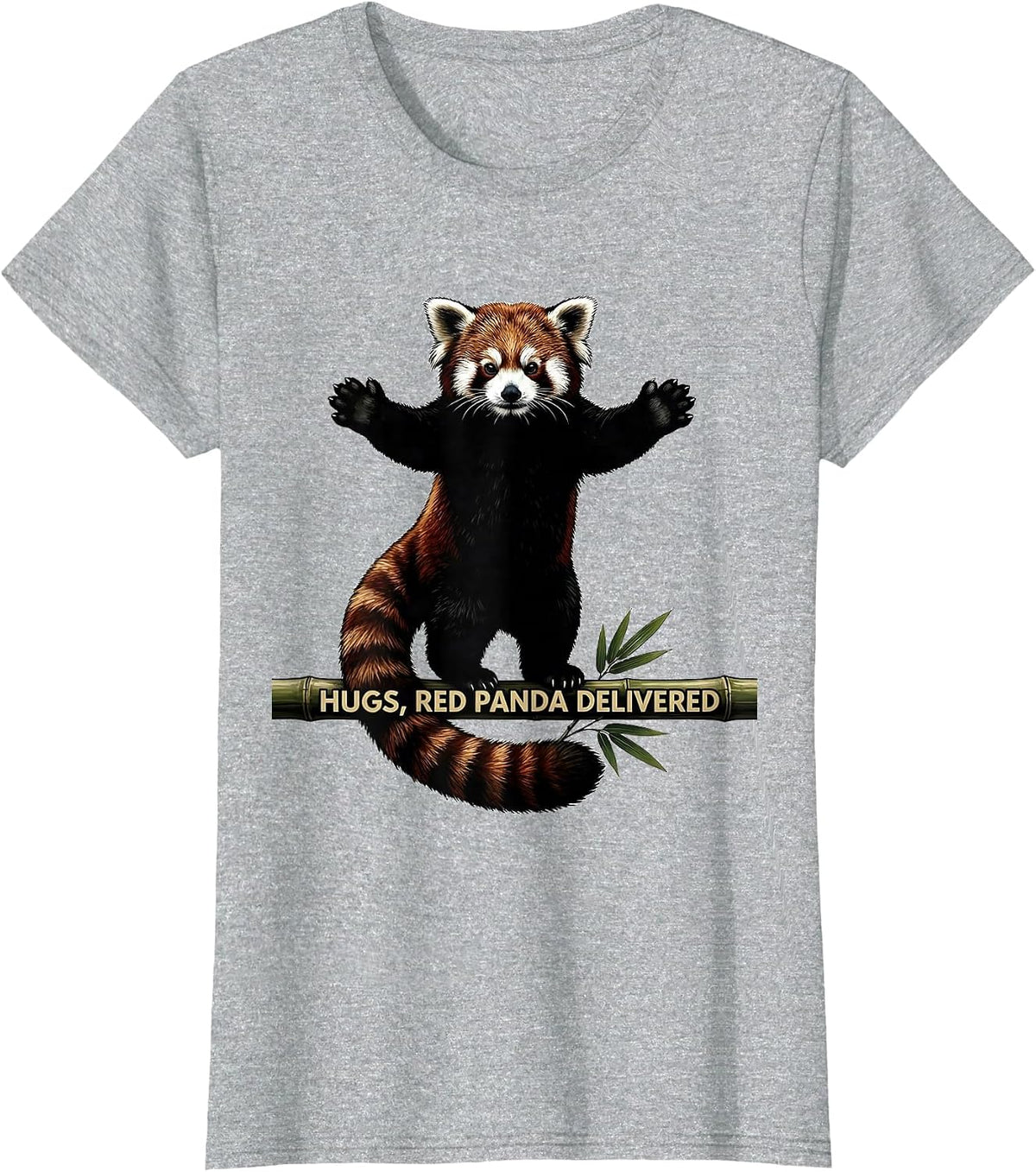 Women's Hugs, Red Panda Delivered Cute Panda Lover Gift T-Shirt - Heather Grey