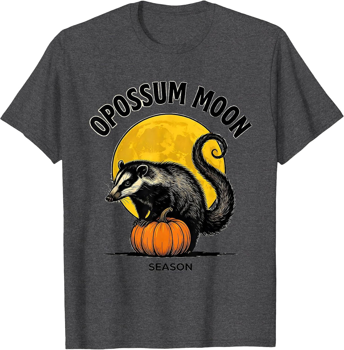 Opossum Moon Season Vintage Gothic Halloween Spooky Moon T-Shirt - Dark Heather Grey