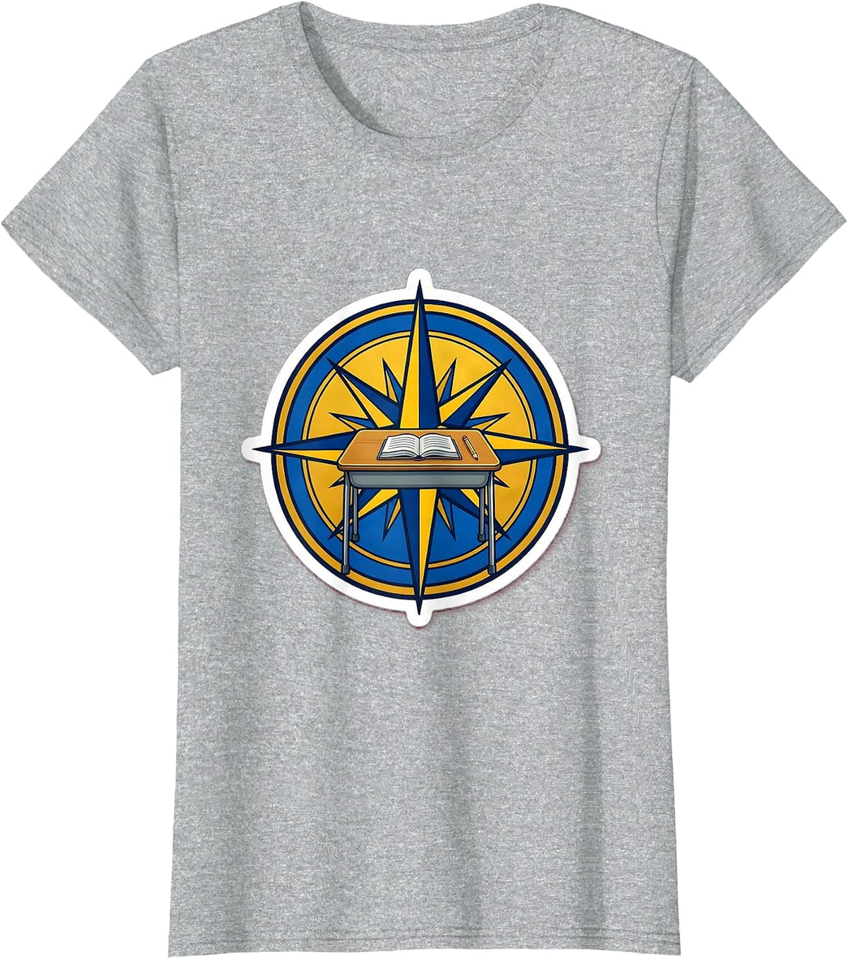 Special Education Teacher Compass Rose Desk Design T-Shirt - Heather Grey