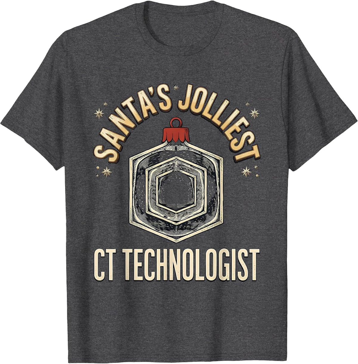 Santa's Jolliest CT Technologist Funny Radiology Tech T-Shirt - Dark Heather Grey