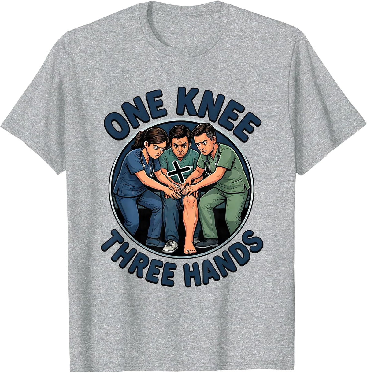 Men's Therapist Team Cartoon Physical Therapy Humor T-Shirt - Heather Grey