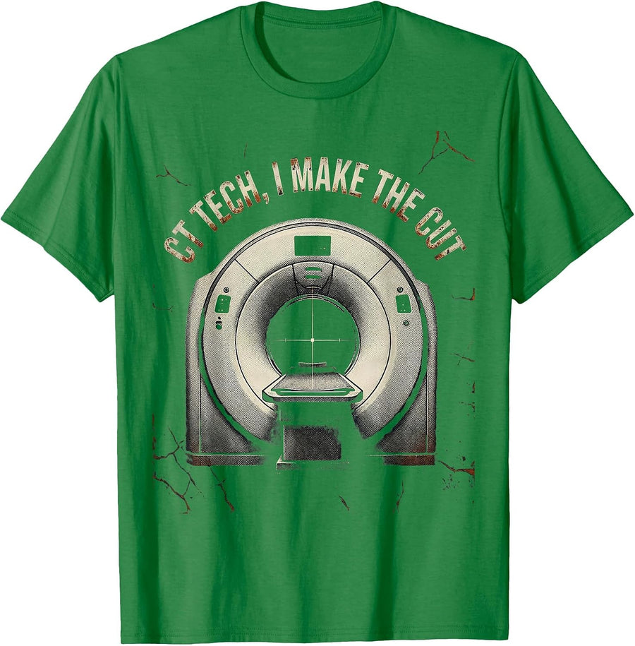 Men's CT Tech I Make The Cut Distressed Radiology Humor Gift T-Shirt - Kelly Green
