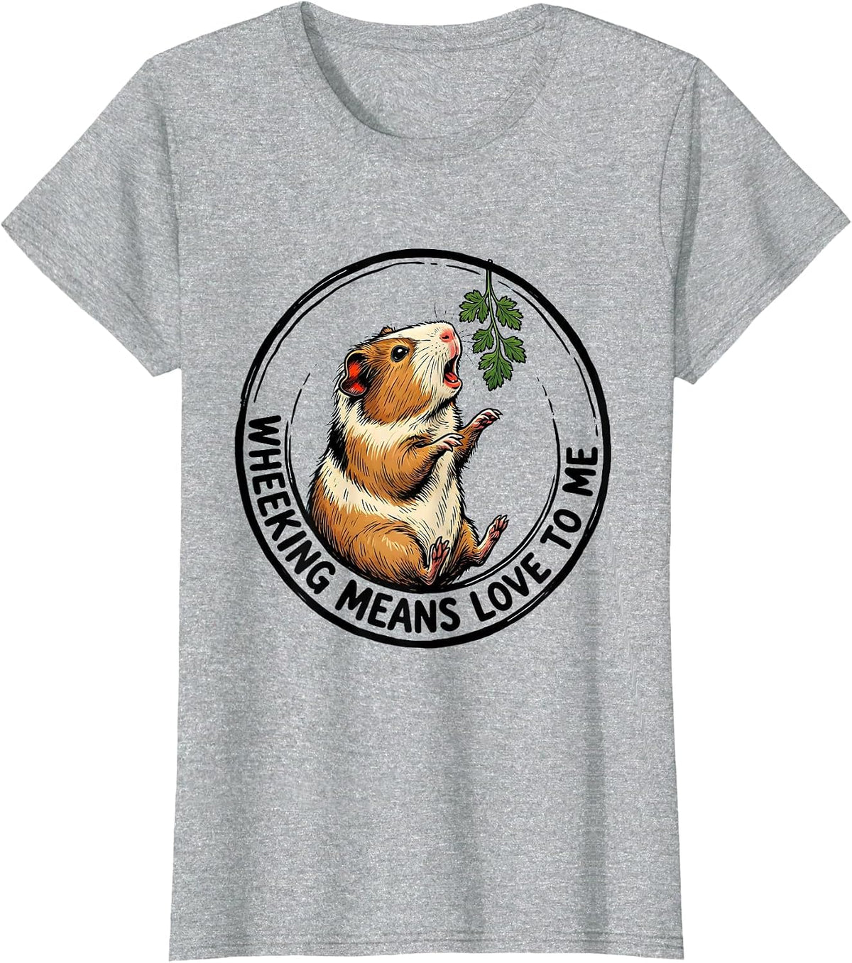 Wheeking Means Love To Me Funny Guinea Pig Cavy Lover Gift T-Shirt - Heather Grey