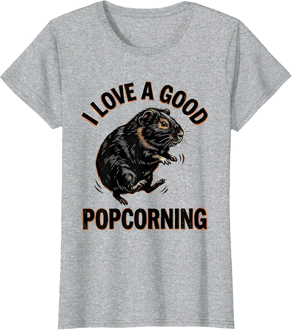 Women's I Love A Good Popcorning Cute Guinea Pig Pet Lover Humor T-Shirt - Heather Grey