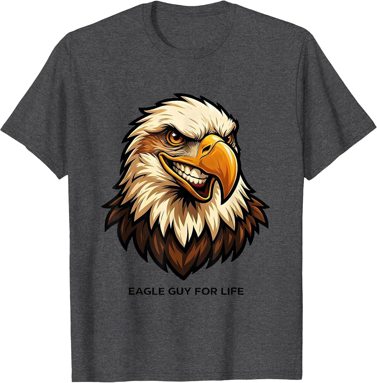 Eagle Guy For Life Bold Cartoon Eagle Mascot Pride Faith T-Shirt - Dark Heather Grey