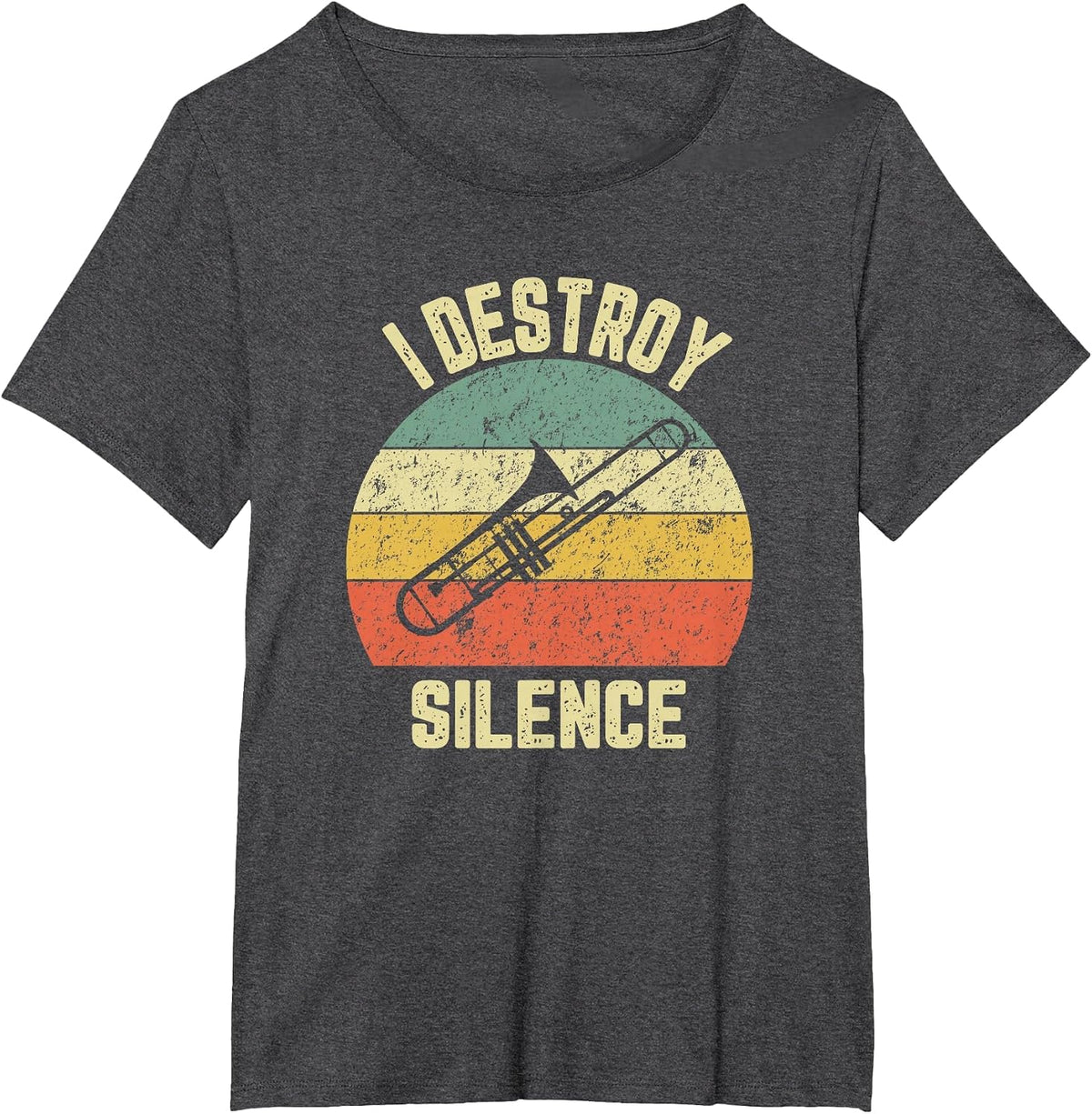 I Destroy Silence Trombonist Trombone Player Marching Band T-Shirt - Dark Heather Grey