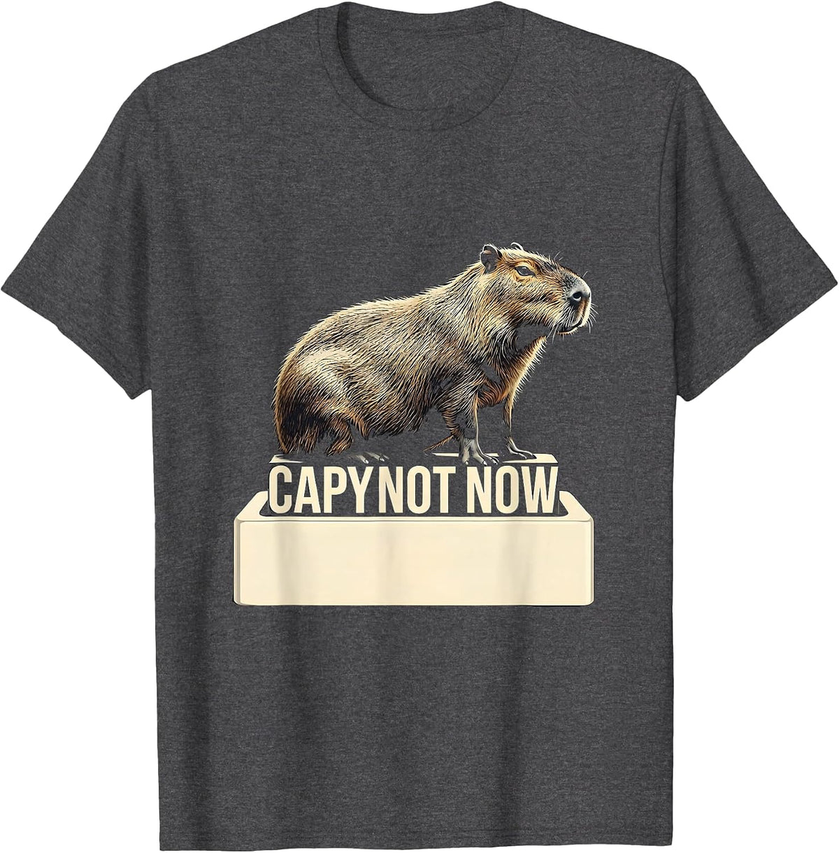Men's Capy Not Now Funny Capybara Gamer Meme Boys Teens T-Shirt - Dark Heather Grey