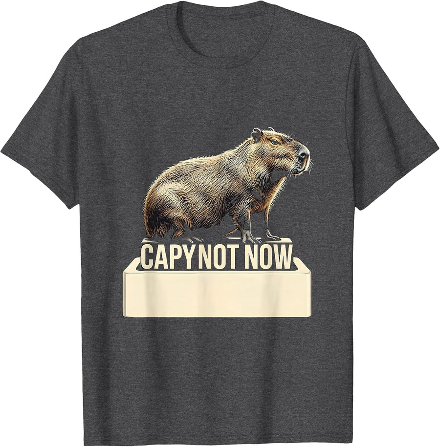 Men's Capy Not Now Funny Capybara Gamer Meme Boys Teens T-Shirt - Dark Heather Grey