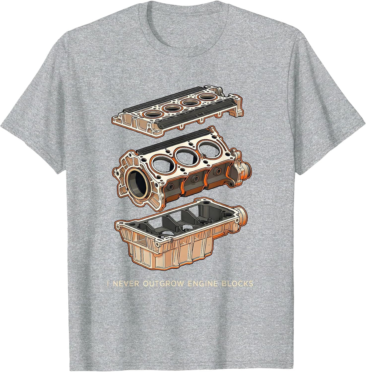 Men's I Never Outgrow Engine Blocks Funny Mechanic Garage Gift T-Shirt - Heather Grey