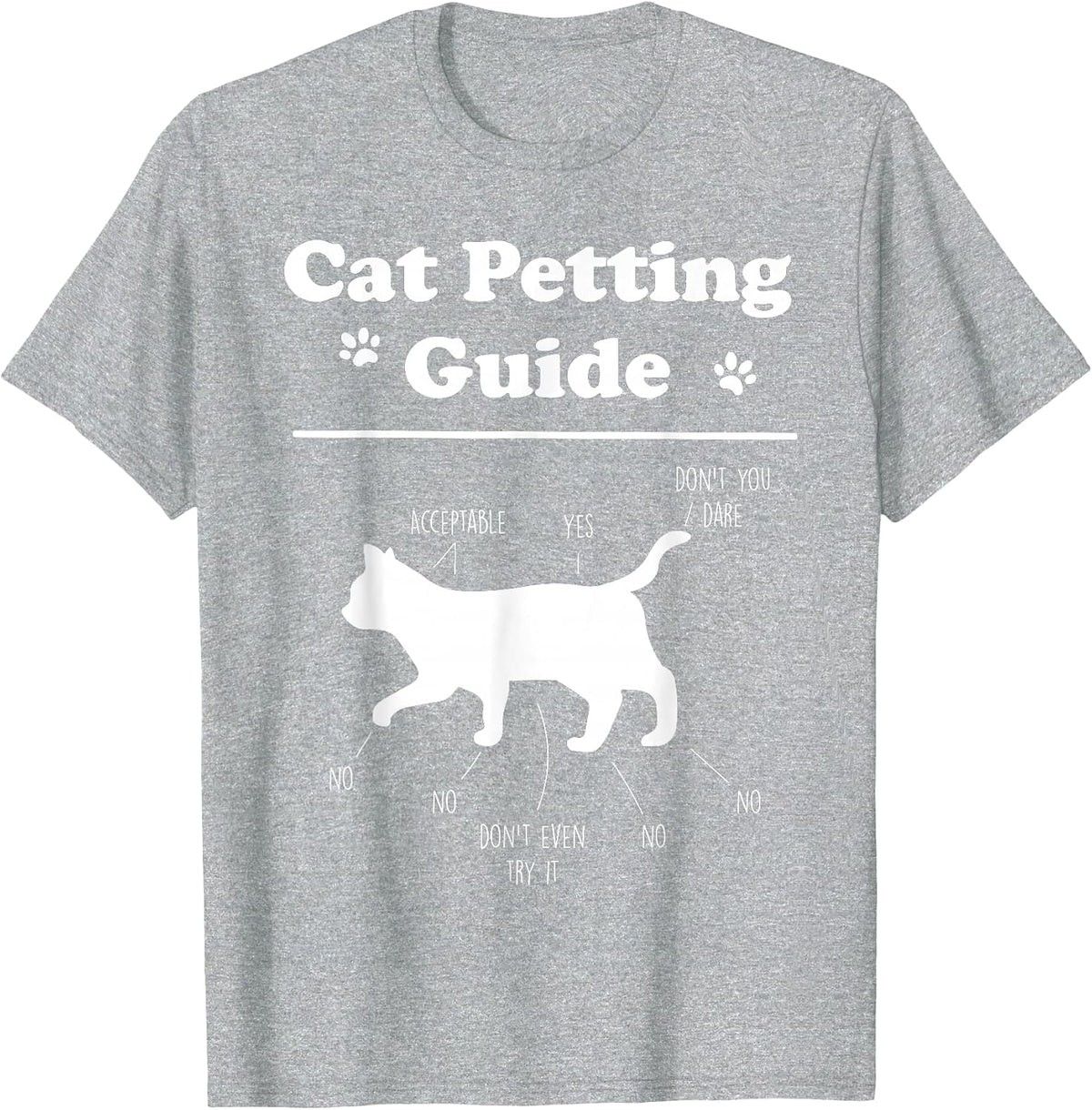 Cat Petting Guide Funny Cat Owner Pet Kitten Petting Guide T-Shirt - Heather Grey