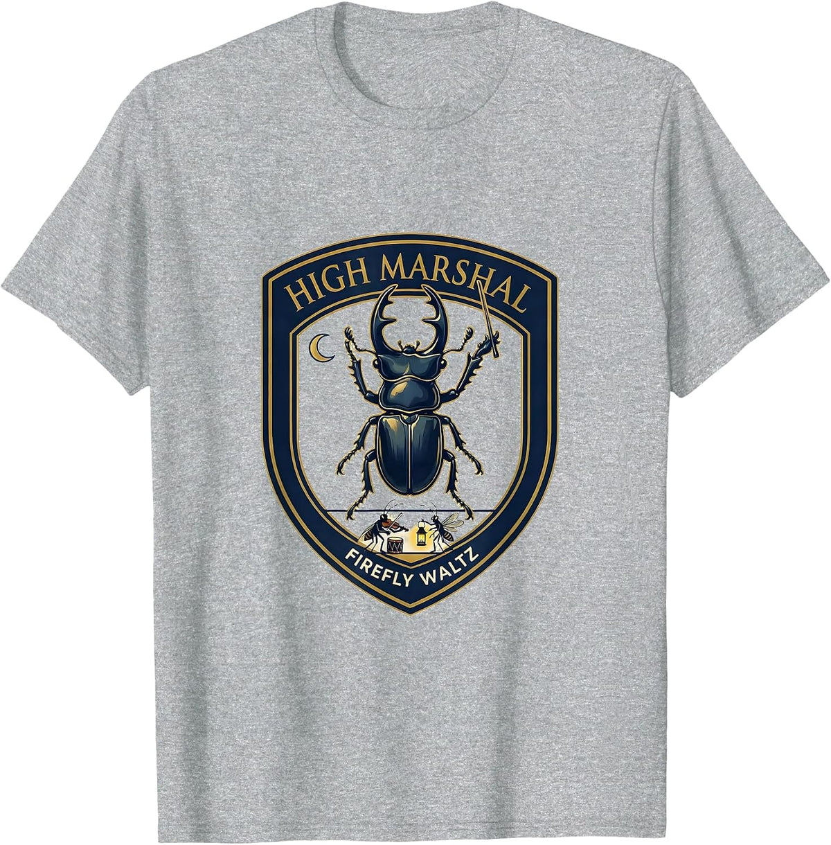 Men's High Marshal Firefly Waltz Vintage Insect Band Nature Lover T-Shirt - Heather Grey
