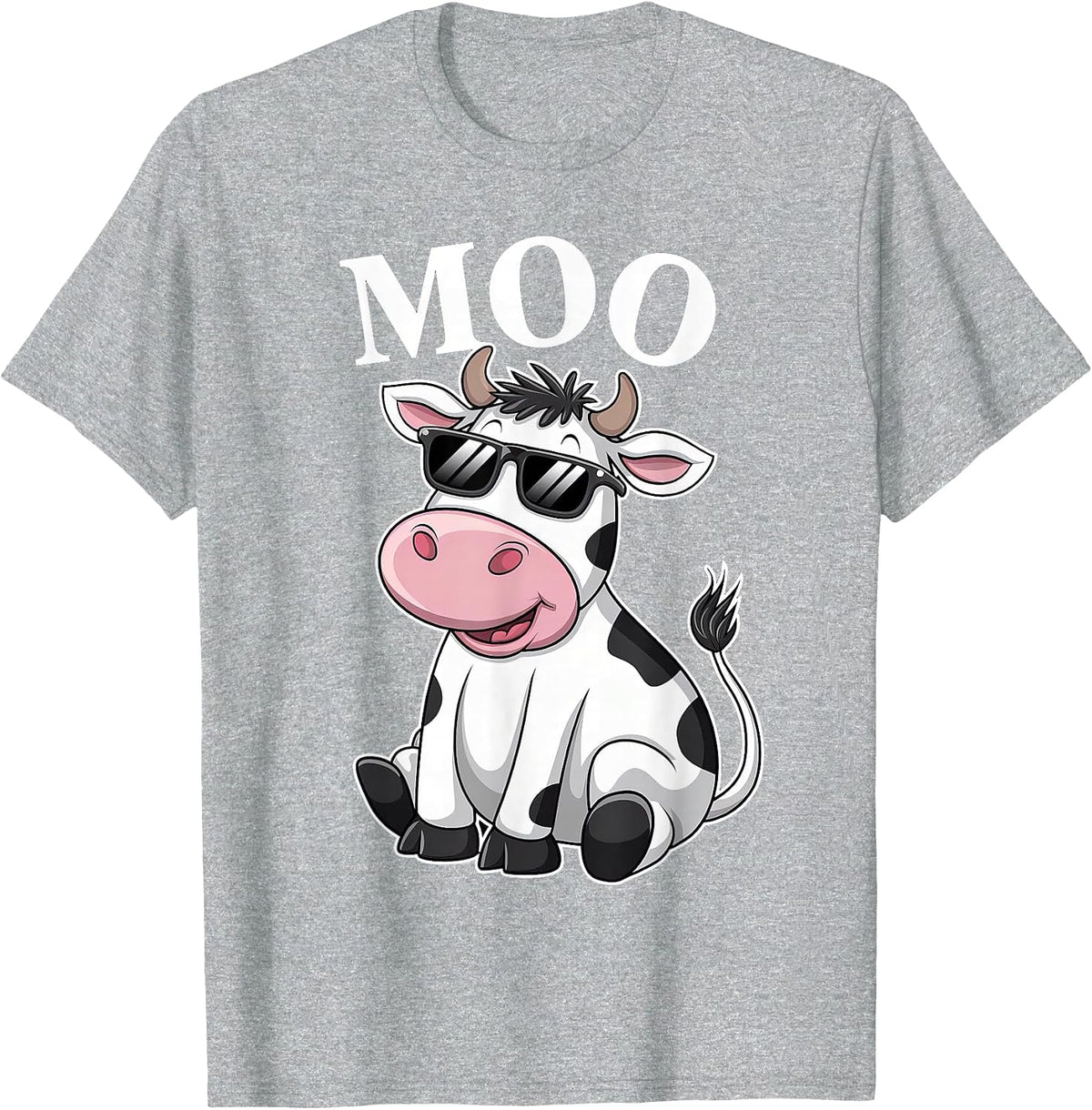 Moo Cow - Funny Farmer Cow for Men Women Kids Boys and Girls T-Shirt - Heather Grey