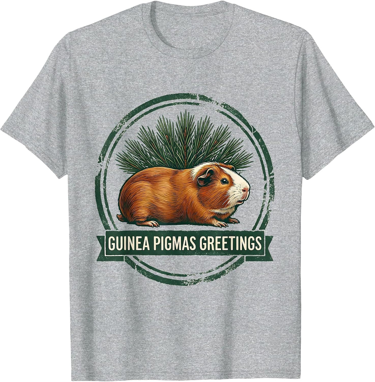 Men's Guinea Pigmas Greetings Rubber Stamp Funny Guinea Pig T-Shirt - Heather Grey