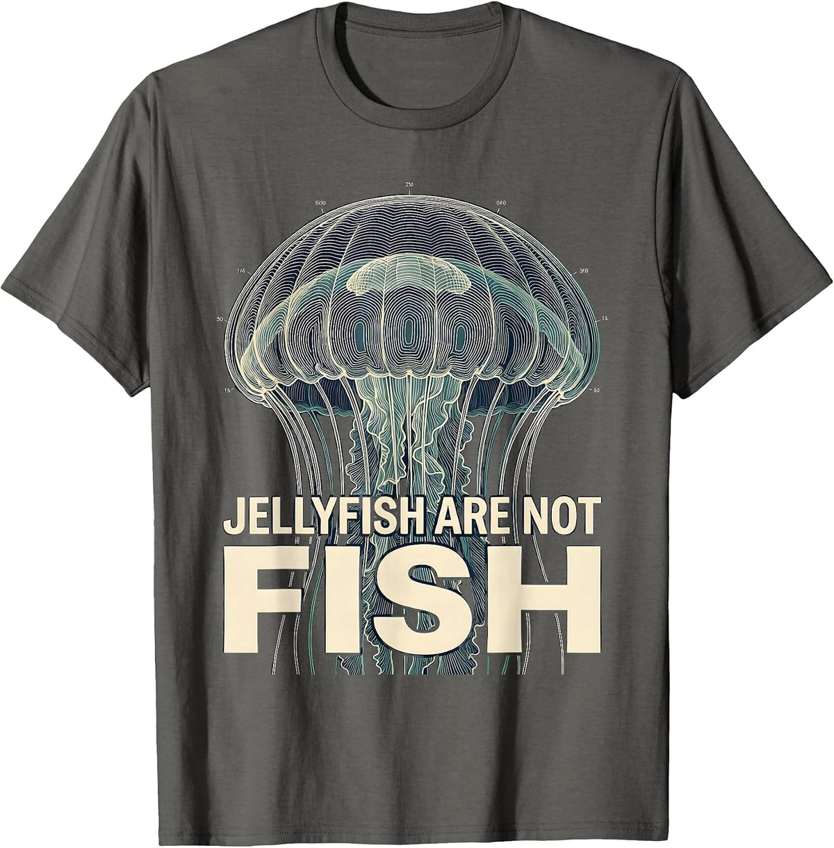 Men's Jellyfish Are Not Fish Playful Marine Biology Ocean Lover T-Shirt - Asphalt Grey