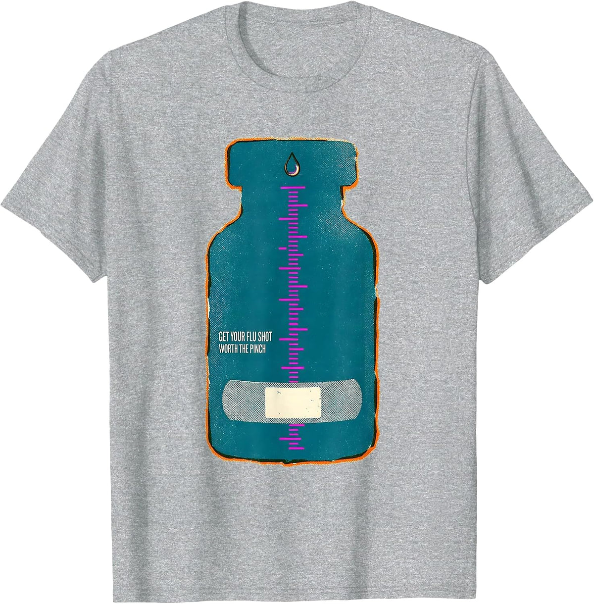 Men's Get Your Flu Shot—Worth The Pinch Funny Nurse Doctor T-Shirt - Heather Grey