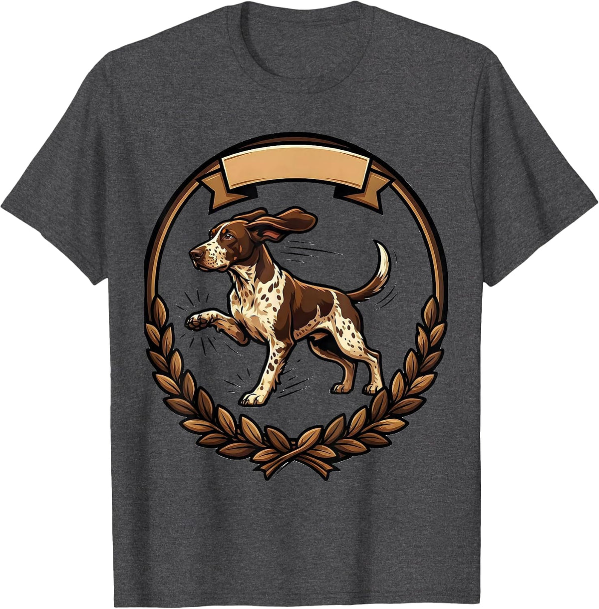 German Shorthaired Pointer Dog Cartoon Hunter Gift T-Shirt - Dark Heather Grey
