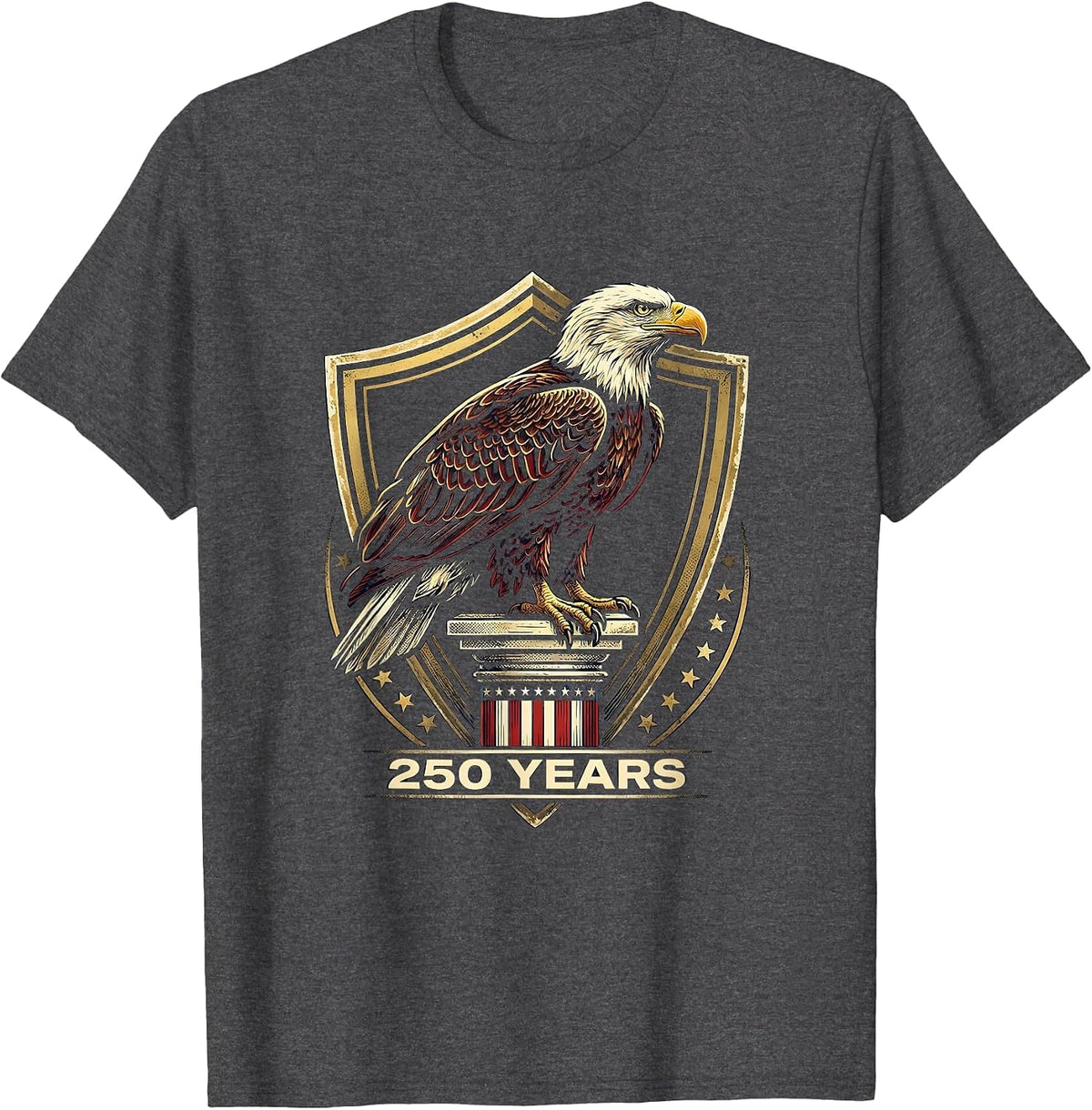 Men's 250 YEARS Patriotic Eagle Flag 250th Anniversary USA T-Shirt - Dark Heather Grey