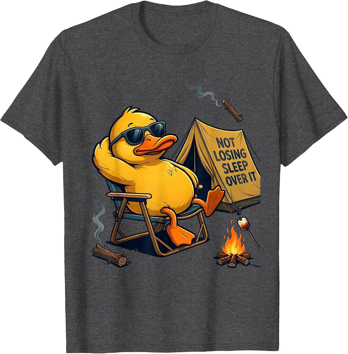 Men's Not Losing Sleep Over It Funny Duck Mascot Novelty Gift T-Shirt - Dark Heather Grey