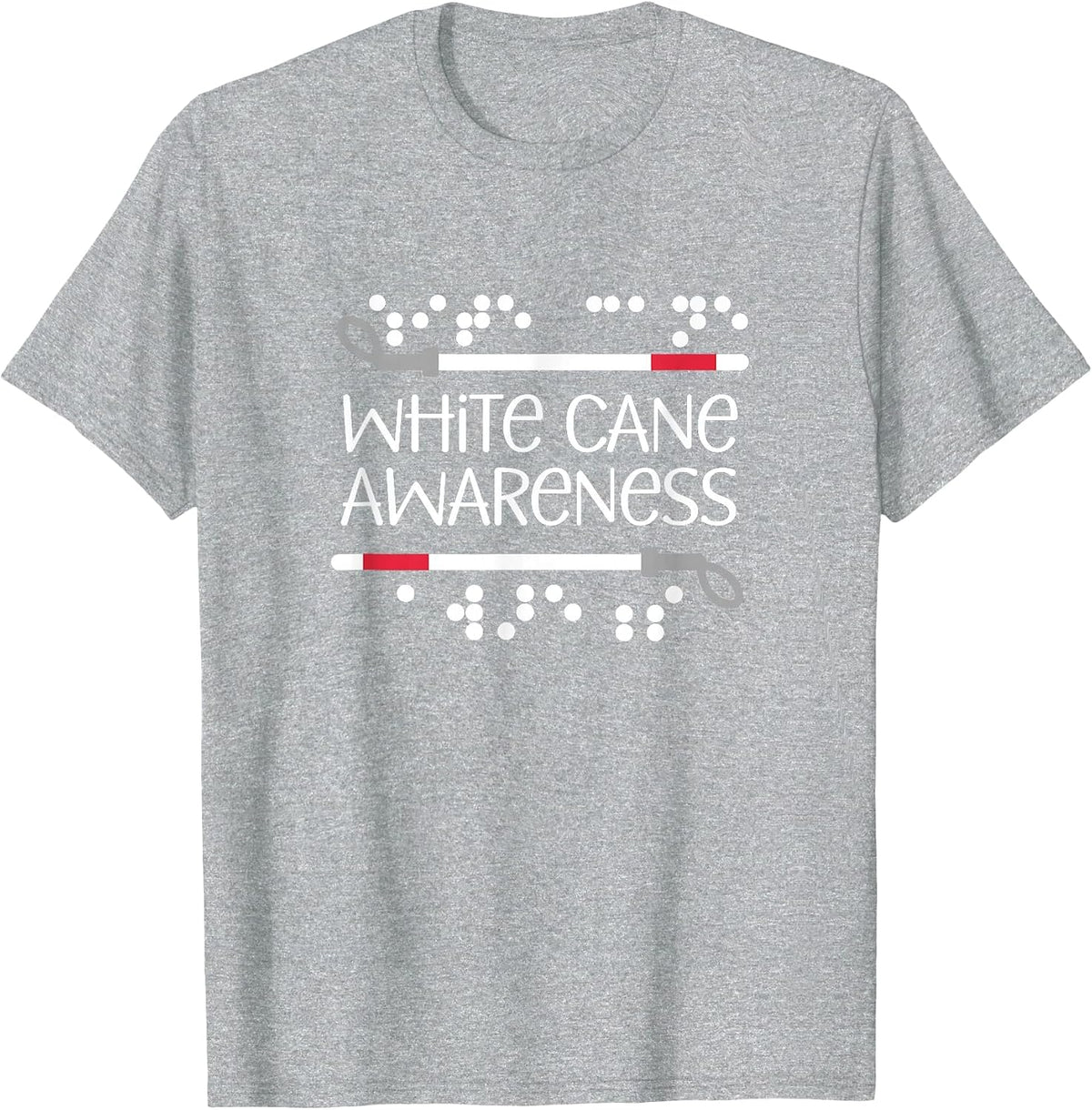White Cane Awareness Orientation Mobility Teacher Design T-Shirt - Heather Grey