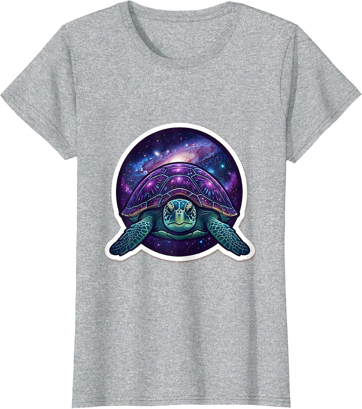 Cosmic Turtle Galaxy Shell Nature Space Art T-Shirt - Heather Grey