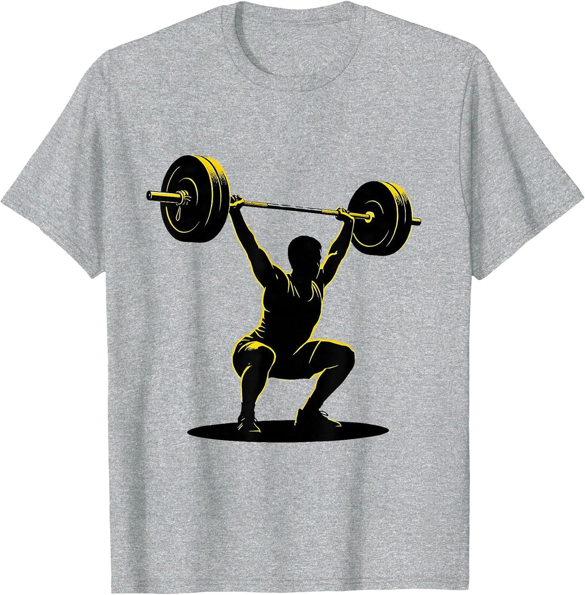 Men's Stencil Lifter Under Barbell Funny Gym Weightlifting Workout T-Shirt - Heather Grey