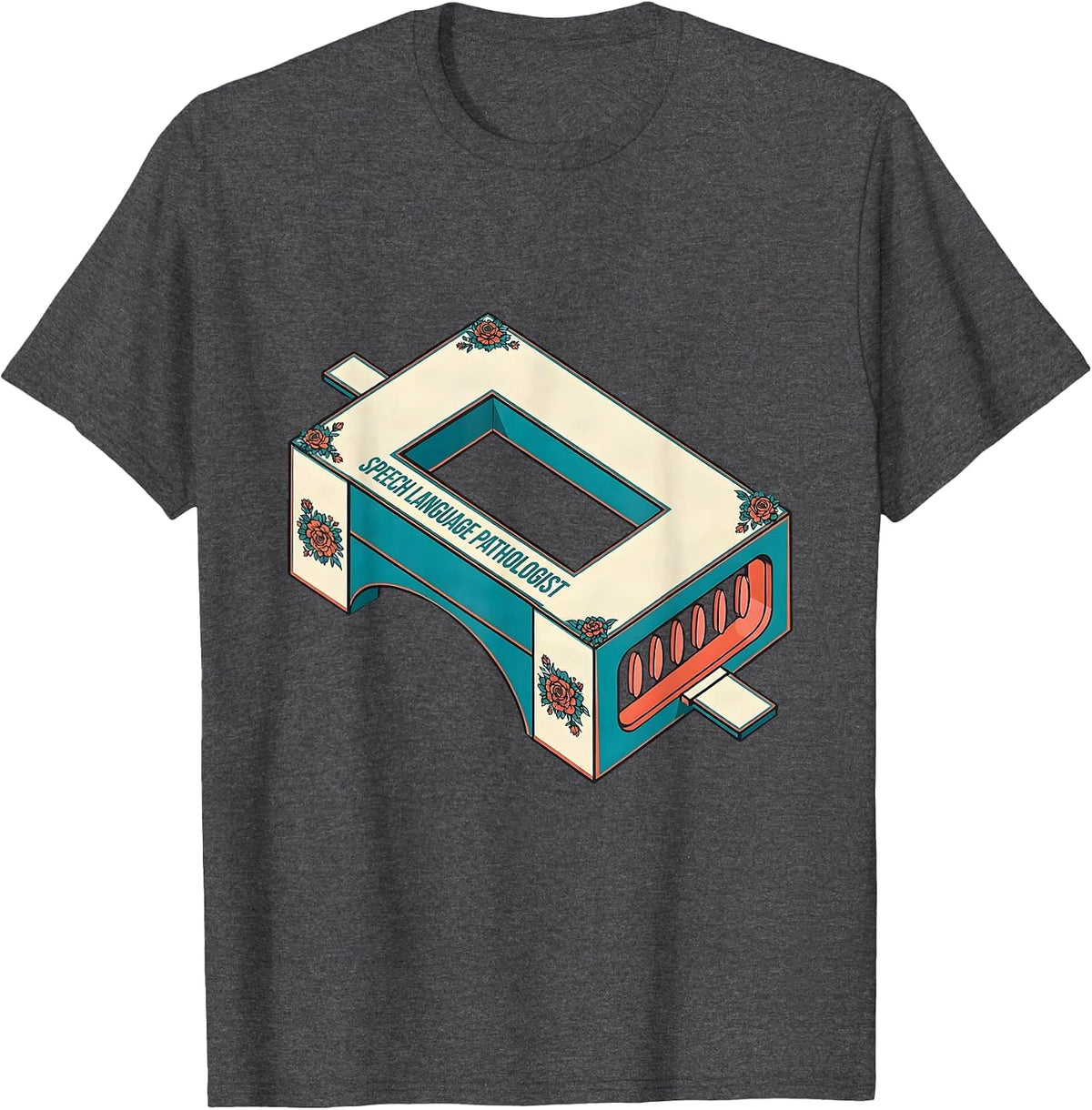 Speech Language Pathologist Retro Floral SLP Therapist T-Shirt - Dark Heather Grey