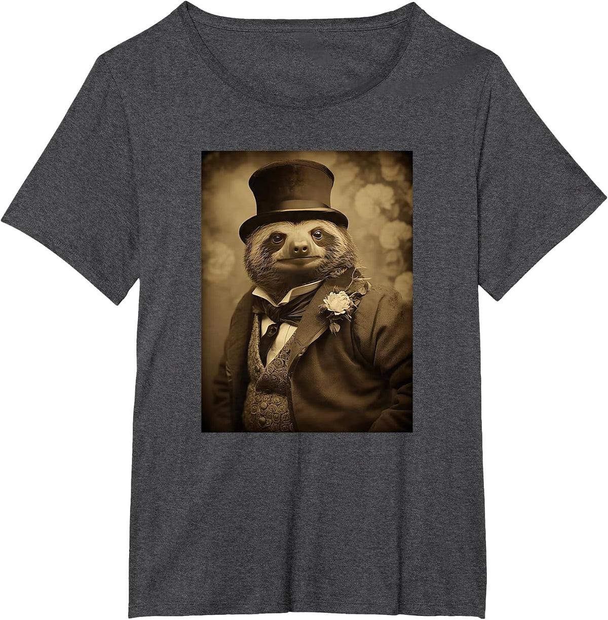 Funny Sloth Photo Victorian Animal Sloth T-Shirt - Dark Heather Grey