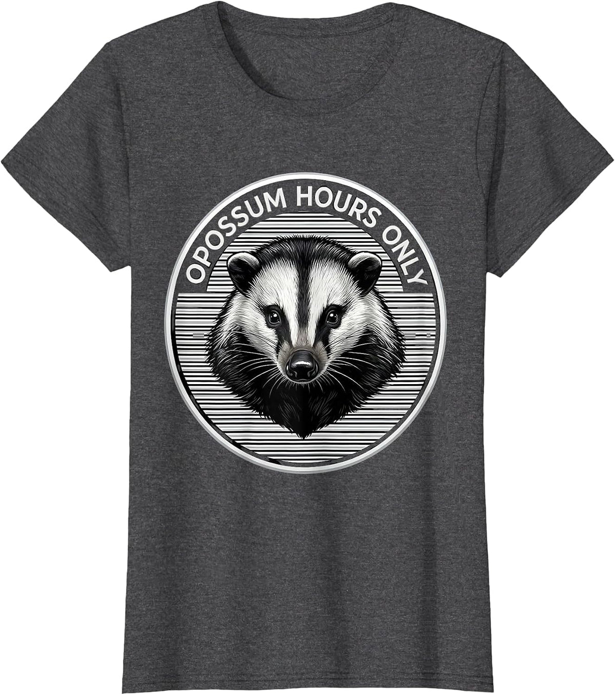 Women's Opossum Hours Only Funny Nocturnal Design T-Shirt - Dark Heather Grey