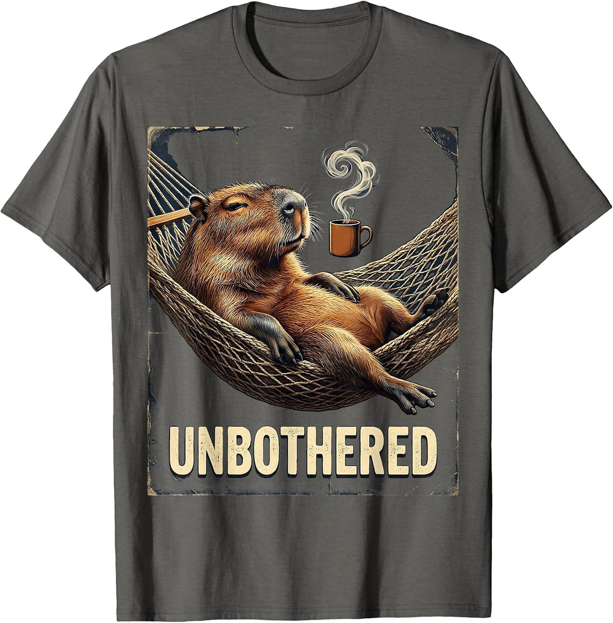 Vintage Capybara Lounging Meme Humor Animal Lover T-Shirt - Asphalt Grey