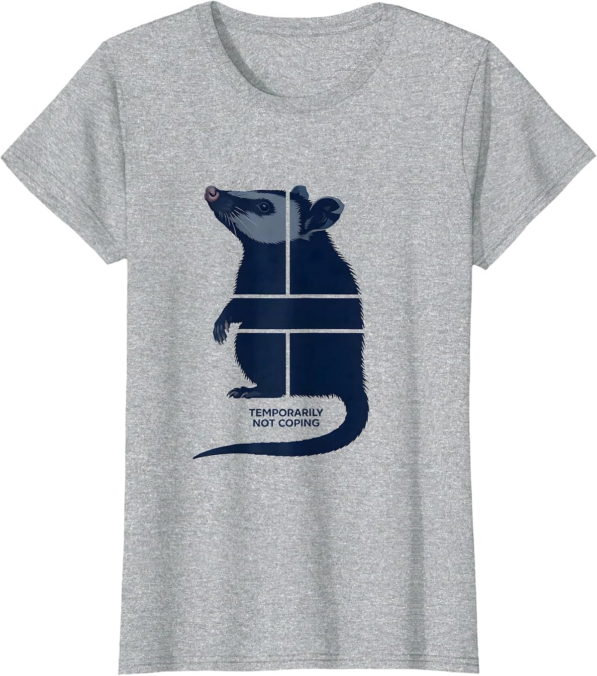 Temporarily Not Coping Funny Opossum Meme Wildlife Humor T-Shirt - Heather Grey