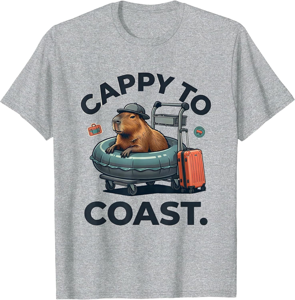 Men's Cappy To Coast Funny Capybara Animal Meme Humor T-Shirt - Heather Grey