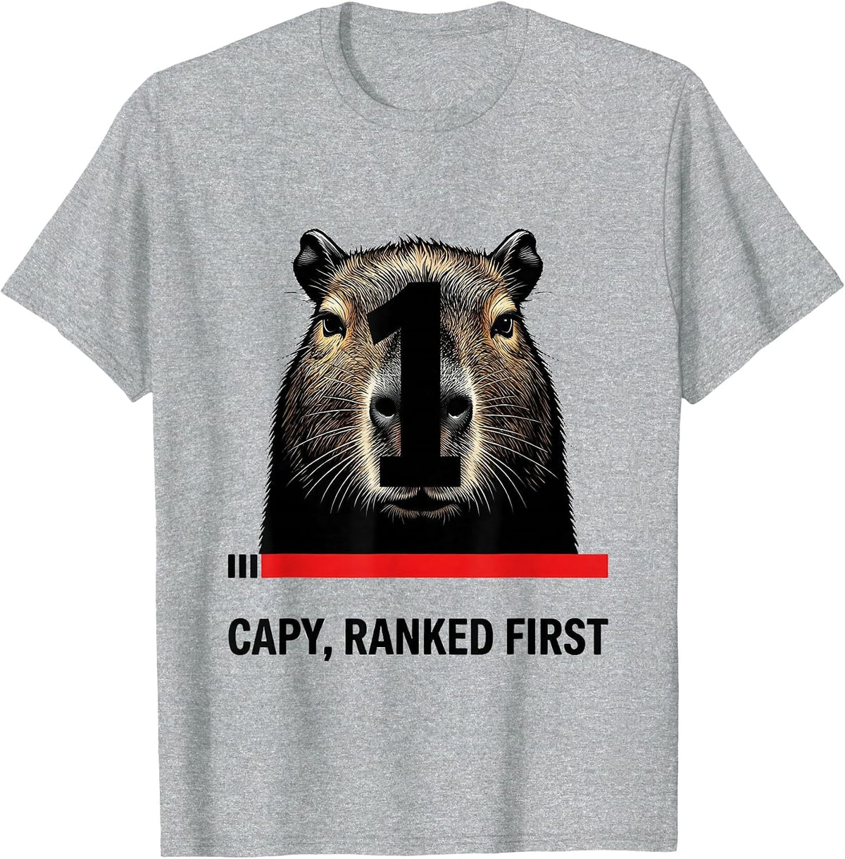 Men's Capy Ranked First Funny Capybara Meme Animal Lover Humor T-Shirt - Heather Grey