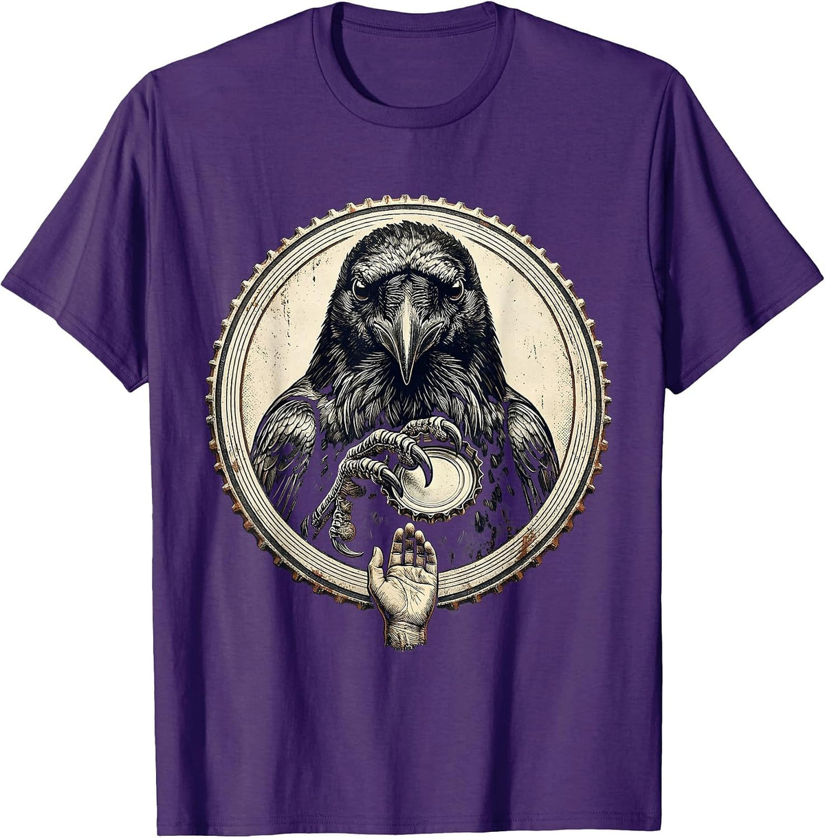 Men's Sealed Crow Vintage Gothic Crow Lover Humor T-Shirt - Purple